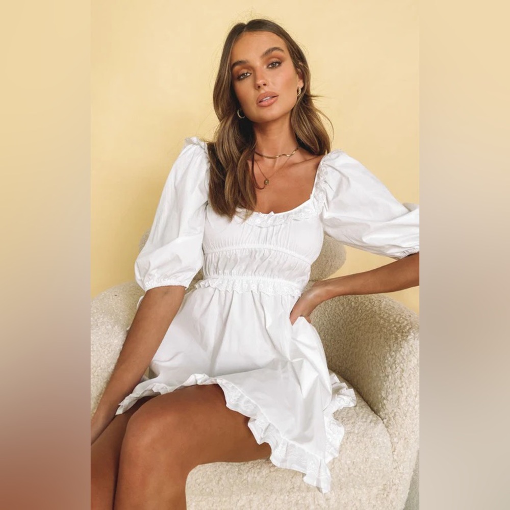 Beginning Boutique Bristol Puff Sleeve Mini Dress White